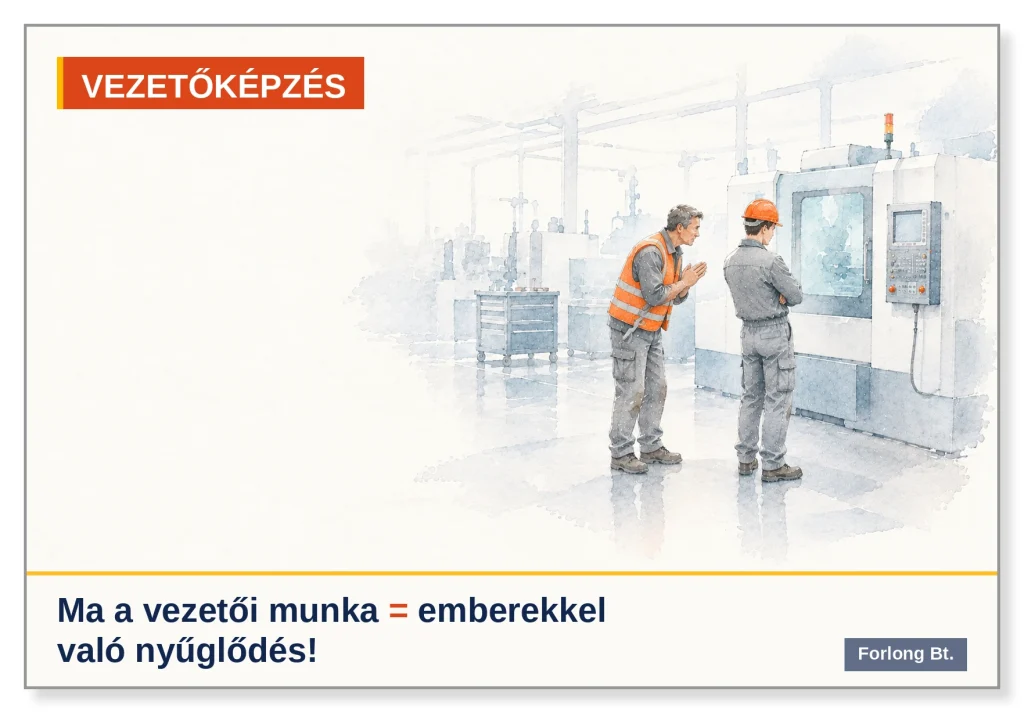 Műszakvezető kérlel egy karba tett kezű fiatal dolgozót a gép mellett: ma a vezetői munka az emberekkel való nyűglődés?