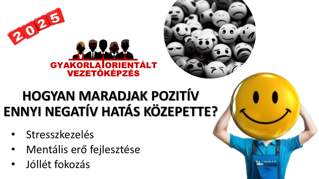 Hogyan maradjak pozitív ennyi negatív hatás közepette - stresszkezelés - mentális erő fejlesztése - jóllét fokozása - vezetőképzés 2025