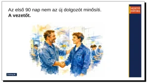 Új dolgozó beillesztése az első 90 napban – frontvonali vezető szerepe termelő cégnél